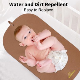 Portable Baby Diaper Changing Mat,Soft Faux Leather, Wipeable & Easy to Clean,for Home or Travel, Waterproof, with Storage Strap,Easily Put into Diaper Bag,30 x 17 in (Coffee)