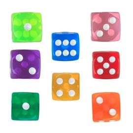 GroveEss 40 PCS 6 Sided Dice Set,8 Colors 16mm Acrylic Game Dice,Translucent Dice Set for RPG MTG DND Table Games Party Favor Math Teaching