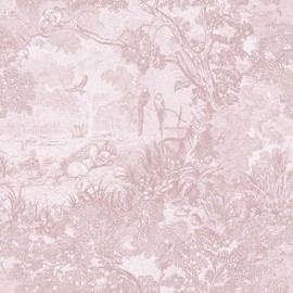 Heroad Peel and Stick Wallpaper Pink and White Vintage Forest Animals Floral Wallpaper Removable Self-Adhesive Contact Paper for Bedroom Living Room Cabinets Decoration Thicken Vinyl 17.3" x 78.7"