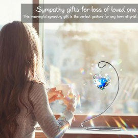 2 Pack Sympathy Gifts for Loss of Loved One,Memorial Crystal Ball&Heart Suncatcher,Suncatchers Indoor Window,Grief,Funeral,Condolence,Sorry for Your Loss Gift(Iridescence Set)