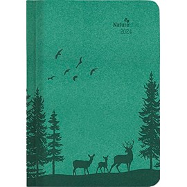 Weekly Mini Timer Nature Line Forest 2024 - Pocket Calendar A6 - 1 Week 2 Pages - 192 Pages - Environmental Calendar - with Hard Cover - Alpha Edition