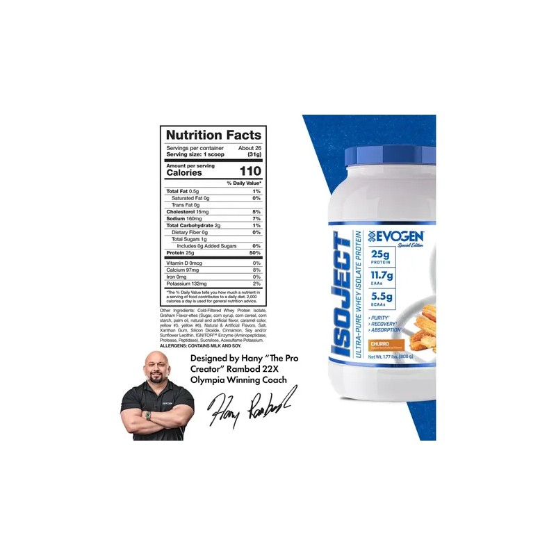 Proteina Aislada Evogen Isoject Ultra Pure Whey 4 Libras Sabor