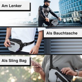 Valkental x Klickfix 3-in-1 Bicycle Handlebar Bag, Fully Reflective & Waterproof, Suitable as Handlebar Bag and Bum Bag, 4L Volume, Klickfix Bicycle Bag, Handlebar Bag Ebike