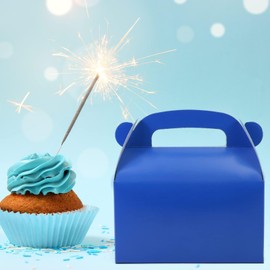 Oletx 30-Pack Dark Blue Party Favor Treat Boxes Pack, Goodie Boxes, Paper Gable Gift Boxes with Handles. Perfect for Prince Party and Baby Boy Shower Decoration Supplies
