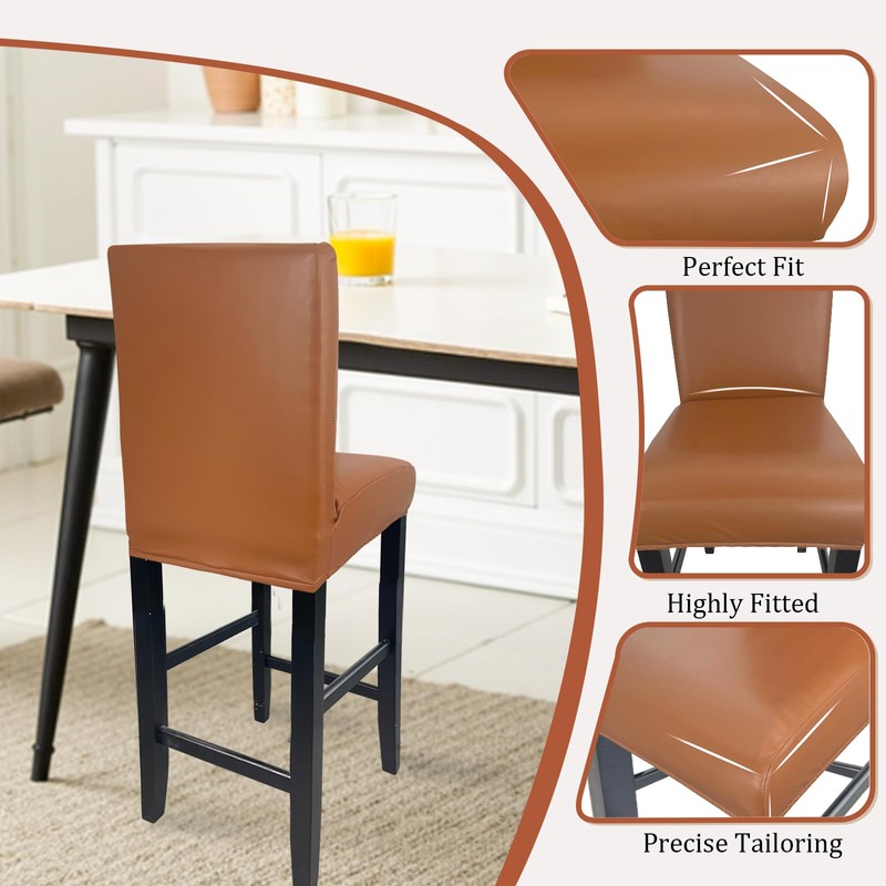 PU Leather Bar Stool Covers with Backs, Waterproof Bar Stool