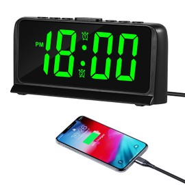 BOCTOP Digital Alarm Clock with Dual Alarm, Multi-Color Digits, USB Charging Port, Adjustable Volume, Dimmable Large Display for Bedroom (Multi-Colors)