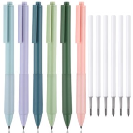 Yolev 6PCS Inkless Magic Pencil, Morandi Color Retractable Infinity Pencil for Writing Drawing with Extra 6 Lead Refills, Reusable Everlasting PencilHome Office School Supplies