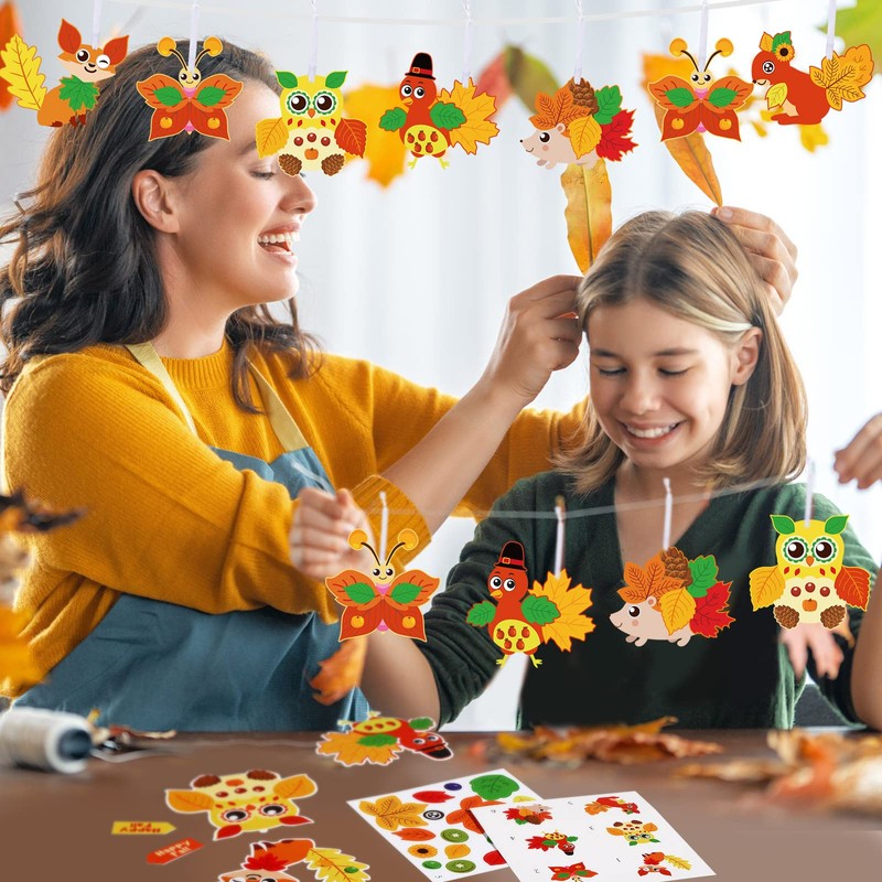 24 Sets Fall Craft Kits Cute Animals Crafts Stickers Bulk