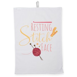 Hippowarehouse Resting Stitch Face Tea Towel Eco Printed Dish Cloth Kitchen accessory 50cmx70cm 100% Cotton