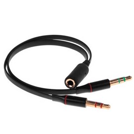 OcioDual Splitter Cable 3.5 mm TRRS Jack Female to 2 Double AUX TRS Male Headset Microphone Audio Adapter Headphones