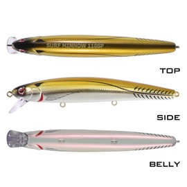 LITTMA—Saltwater Jerkbait, LITTMA Surf Minnow 110, California Surf Fishing, Crankbait Surf Flash Fishing Salt Pro Lure Minnow 110, Pearl Pink Belly Glow Fishing Lures