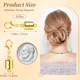 SUTQIGUI Magnetic Necklace Jewelry Clasps and Closures with Lobster Clasp, 14K Gold Magnetic Jewelry Clasps for Necklaces, Bracelet Necklace Extenders for Women (12PCS)
