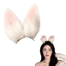 HAPVITAL Women's Headband Tail Cosplay Accessory, Rabbit Ears, Bunny Ears, Cosplay, Cute Princess, Teens, Animals, Take Photos, Shows, Dance, Decoration, Adults and Kids (White Clip Type)