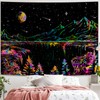 Simpkeely Blacklight Mountain Tapestry, Galaxy Meteor Aesthetic UV Reactive Tapestries,
