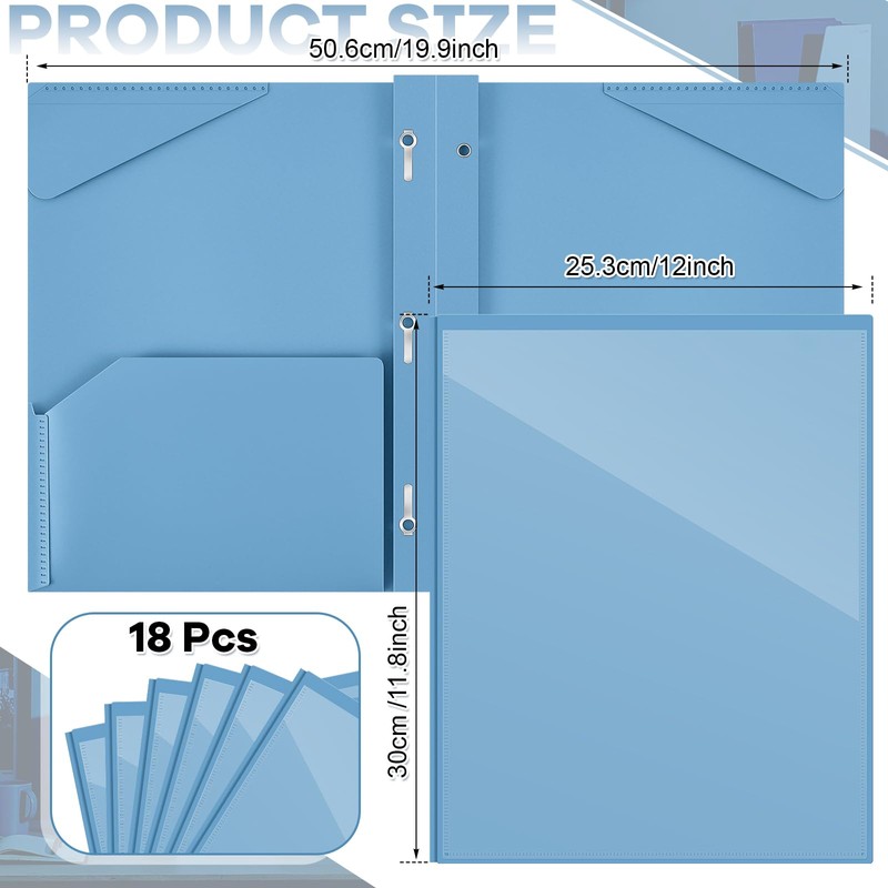 Henoyso 18 Pcs Plastic Folder with Clear Front Pocket and