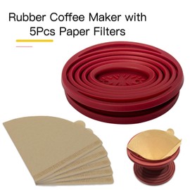 Joyangy Collapsible Coffee Maker Filter, Reusable Coffee Dripper, Rubber Coffee Maker with 5Pcs Paper Filters, for Home, Camping, Travel, Office