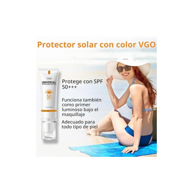 VGO Protector Solar Tintado Para Rostro Spf 50, Crema Solar