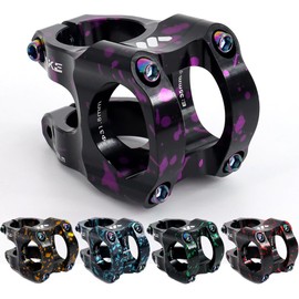 CYSKY 31.8 Bike Stem 35mm Short MTB Stem Handlebar Riser Ultra-Light CNC Aluminum Alloy 35mm Handlebar Clamp for Mountain Bike, Road Bike, MTB, Downhill (Black+Purple)