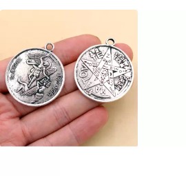 Fashion Jewelry RELIGIOUS ST MICHAEL TETRAGRAM PROTECT On Charm 925 Sterling Silver 22" Necklace