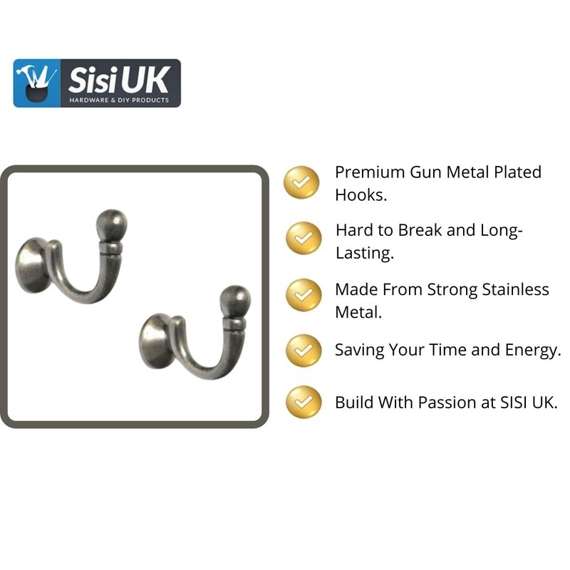 Ball End Curtain Holdbacks Hooks Gun Metal Ball End Curtain