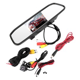 Rearview Mirror Backup Camera,4.3in Car HD Rearview Mirror Monitor 8LED Waterproof Night Vision Reversing Camera