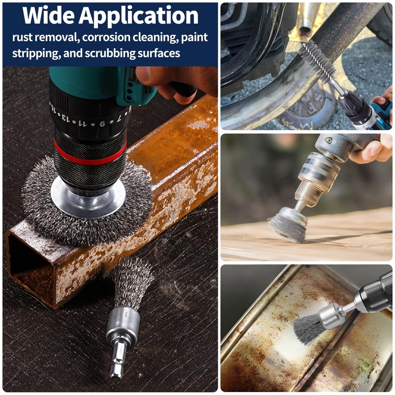 Waltool 15Pcs Abrasive Brushes with 1/4 Inch Hex Shank for