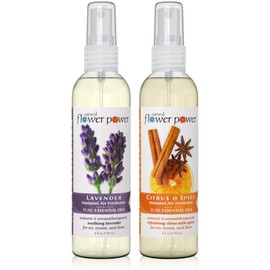 Natural Flower Power Air Freshener Spray | Variety Pack – Lavender and Citrus & Spice | 4 Fl Oz | Pack of 2 | Scented w/Pure Essential Oils | Plant-Based Room, Linen, or Car Spray | Non-Aerosol