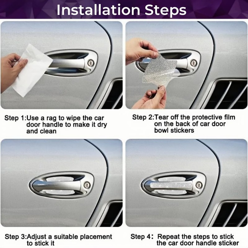 10 Pack Bling Car Door Handle Protector Universal Rhinestone Car
