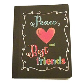 Pink Light Designs Composition Book ~ Chalk Talk (Peace, Heart and Best Friends; 7.5" x 9.75"; 100 Sheets, 200 Pages, Wide Ruled)