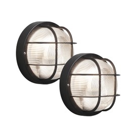 KONSTSMIDE Mantova 7651-750-2 Set of 2 Wet Room Lights Black Protective Grille Wall / Ceiling Mounting