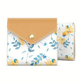 Cute Small Wallet for Girls Women, Double-folded Cash Pocket Fresh Daisay Floral Pattern Wallet, Multi Function Multi Card Leather Print Card Holder with ID Window Purse (Tan Flower)