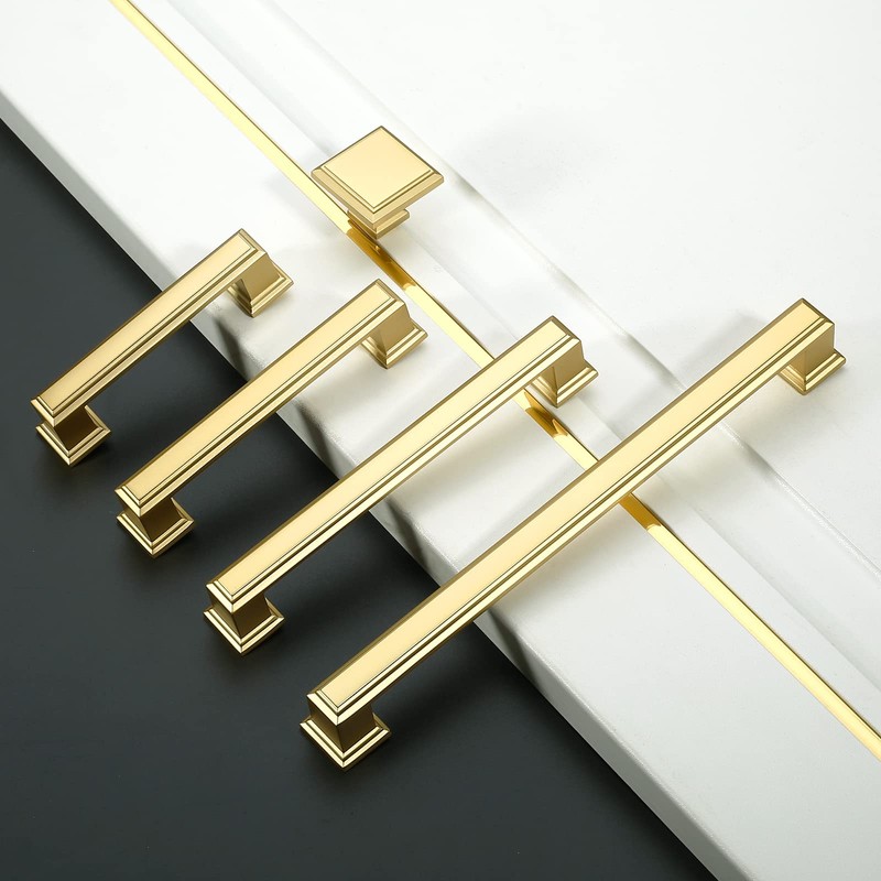Amerdeco 10 Pack Brushed Gold Cabinet Pulls 3-3/4 Inch Hole