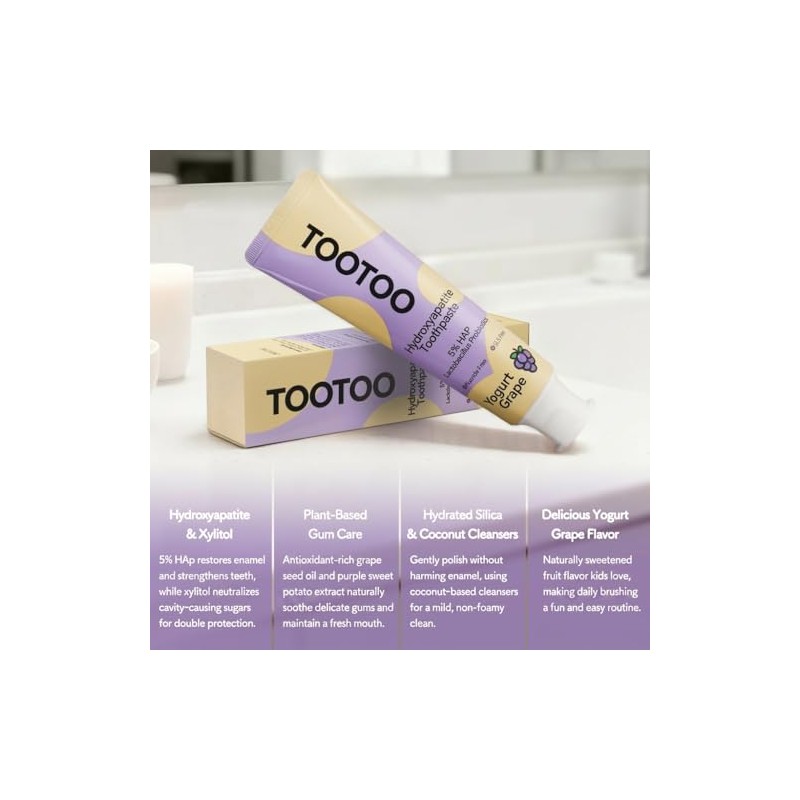 Fluoride Free Kids Toothpaste Hydroxyapatite Xylitol Grape 4.2oz