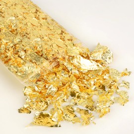 Polemera Gold Foil Sheet for Hair Nail 5g/10g/100 Sheets Imitation Gold Foil for Hair Silver Foil for Hair Flakes, Hair Makeup, Coming of Age Ceremonies, Weddings, Graduation Ceremonies, Self-Nail