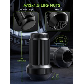 AUTOPTIM M12x1.5 Spline Lug Nuts - Replacement for 1984-2023 Toyota 4Runner, 2000-2006 Tundra, 1995-2022 Tacoma Aftermarket Wheel 24pcs Black Closed End Lug Nuts with 1 Socket Key