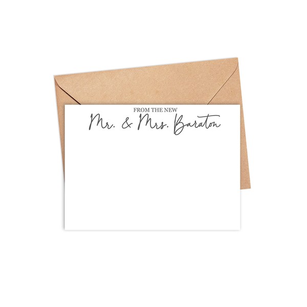 Personalized Couples Stationery for Newlyweds, Mr and Mrs Note Cards,