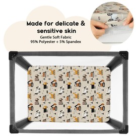 Yoofoss Pack and Play Sheets Fitted, Mini Crib Sheets 2-Pack for Pack N Play Mattress, Stretchy Playard Sheet, Soft and Breathable (Brown+Stripe)