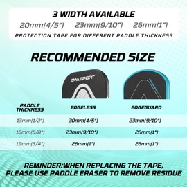 AMA SPORT - Cinta protectora de borde de remo de pickleball, paquete de 3 cintas de protección de borde de textura 3K, 23 mm de ancho, se adapta perfectamente al borde curvado sin arrugas (negro)
