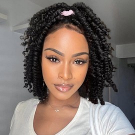 Alicoco Passion Twist Crochet Hair 10 Inch Passion Twist Hair Pre Looped 8 Packs Spring Twist Crochet Braids with Curly Ends Pre-Twisted Crochet Hair for Women (1B)