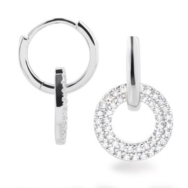 Schöner-SD Hoop Earrings Disc Disc Pendant Round 925 Silver Rhodium, Sterling Silver