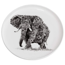 Maxwell & Williams DX0526 African Elephant Plate - Black and White - 20cm Diameter - Ceramic - Gift Boxed