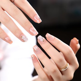 24Pcs Christmas Press on Nails Short Square Cute False Nails with Snowflake Xmas Tree Designs Full Cover Christmas Fake Nails Acrylic Glue on Nails for Winter Holiday Nail Art Accessories