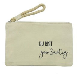 NeLi Du bist großartig Bag with Handle Gift for Girlfriend Heart Man Gift Idea as Attention Cream, lightgrey