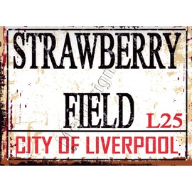 small STRAWBERRY FIELD LIVERPOOL METAL STREET SIGN RETRO VINTAGE STYLE garage shed workshop bar pub wall art office games room