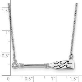 JewelryWeb 5.3mm 925 Sterling Silver Rhodium Plated Polished and Artisan Oxidized Paddle 16 +2 Inch Necklace 182 Inch Pendant-Necklace for Women