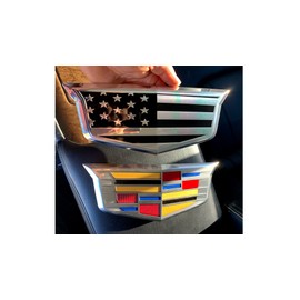 American Black Flag Aluminum Overlay Grill Front Taigate Emblems Set for Escalade 2015-2020 (Black Chrome)
