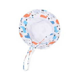 QKURT Kids Sun Hat Adjustable Summer Bucket Hat Beach Cap with Whale Pattern, UV Protection & Windproof Toddlers Fisherman Hat for Boys and Girls Ages 2-6 Blue