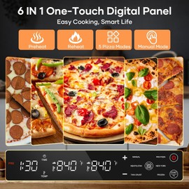 Electric Pizza Oven – 6 Programs, Max 840°F, Suitable for 12 inch Pizzas, 5-in-1 Multifunction: Pizza, Bake, Proof, Broil, and Warm – Includes Pizza Stone and Pizza Peel