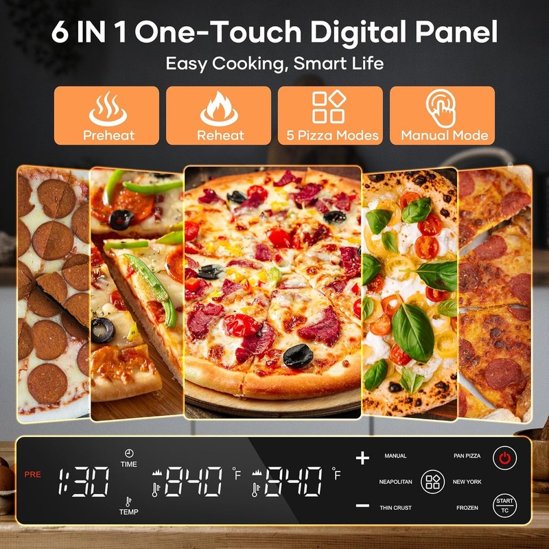 Electric Pizza Oven – 6 Programs, Max 840°F, Suitable for