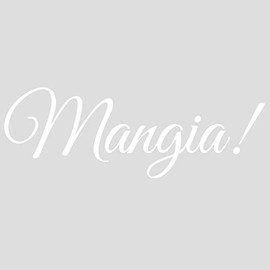 VWAQ Mangia Wall Decal - Eat Kitchen Sticker - Italian Quotes Decor (10"H X 30"W, Matte White)